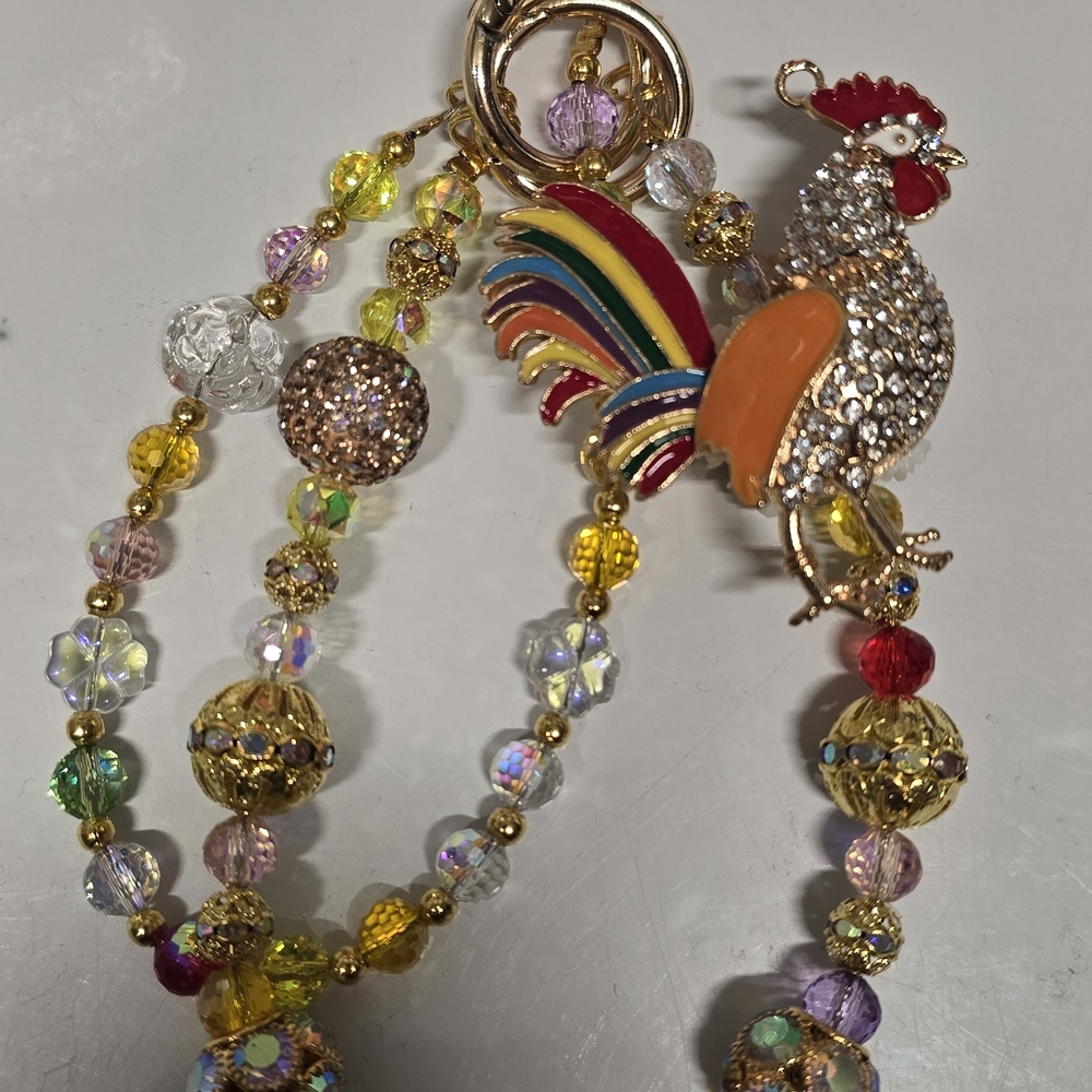 Colorful Rooster Bag Charm/Chain